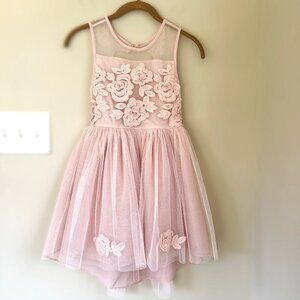 Btween Floral Applique Tulle Dress, Pink Pearl, Size 8
